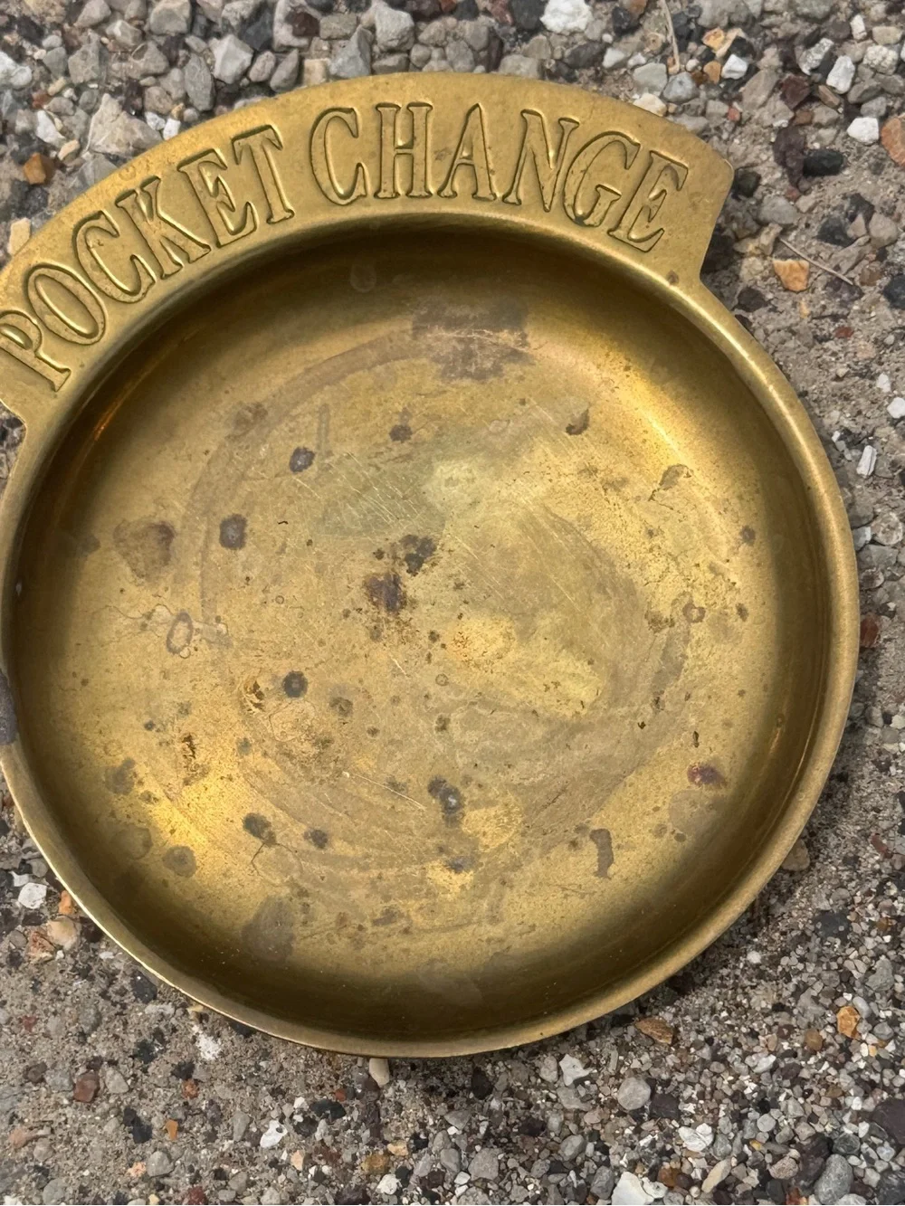 Vintage Brass POCKET CHANGE Trinket Dish ~ 5”x6”